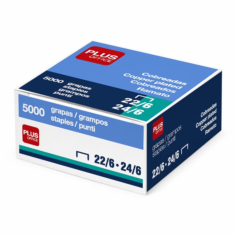 Grapas Plus Office 22/6 - 24/6 Cobreadas Caja 5000 ud.
