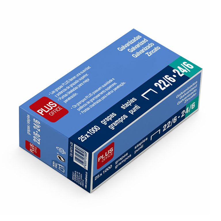 Grapas Plus Office 22/6 - 24/6 Galvanizadas Caja 1000 ud.