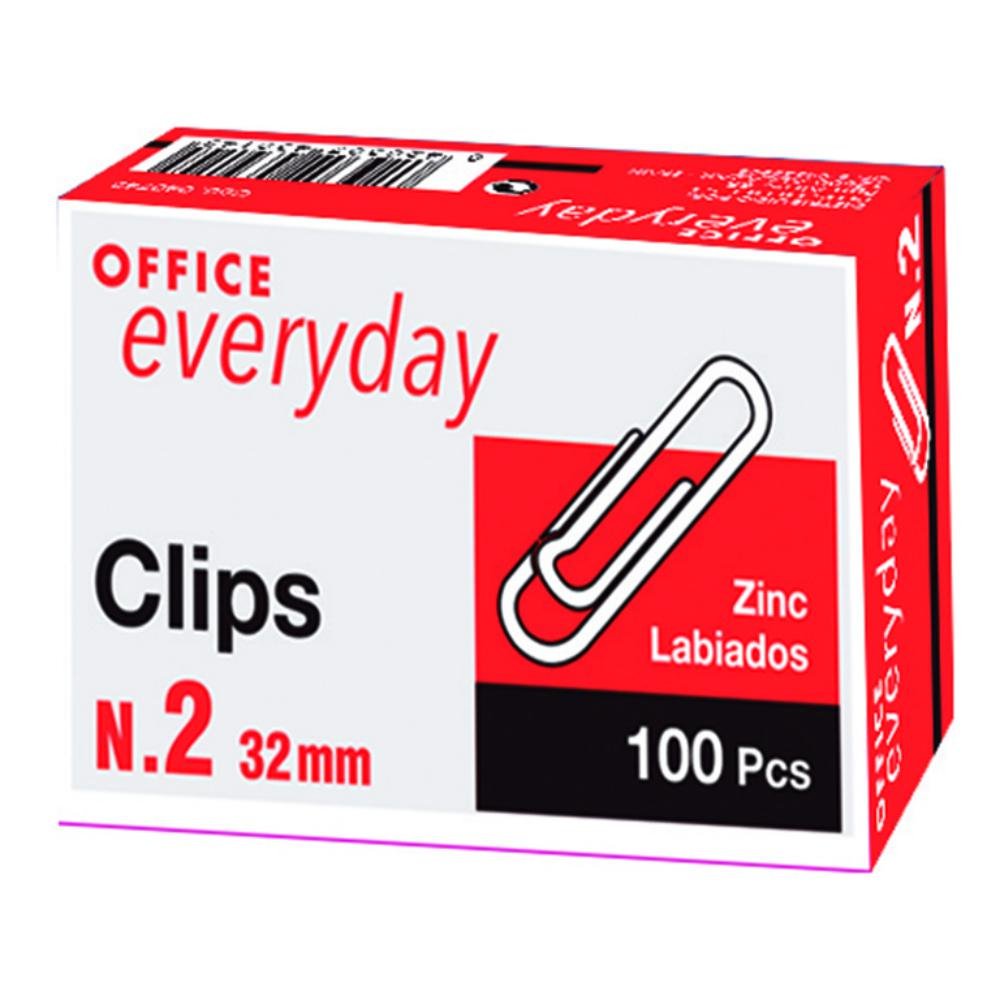 Clips Office EveryDay Zinc Labiados Nº2 32 mm 100 ud.
