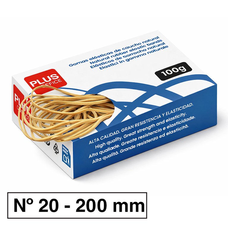 Gomas Elásticas Plus Office Nº 20 200 mm Caja 100g