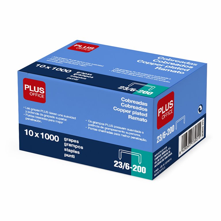 Grapas Plus Office 23/6 - 200 Cobreadas Caja 1000 ud.