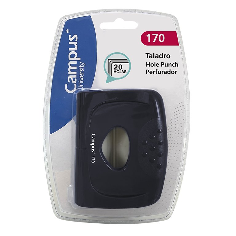 Perforador Sobremesa Campus 170 20 Hojas Negro Blíster