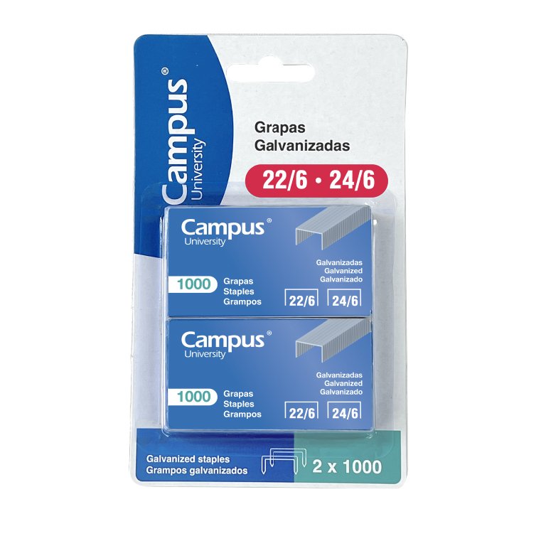 Grapas Campus University 22/6 - 24/6 Galvanizadas Blíster 2 Cajas 1000 ud.