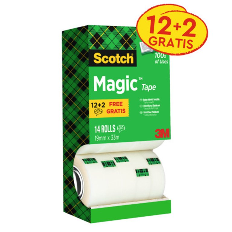 Cinta Adhesiva Scotch Magic 19 mm x 33 m Pack Ahorro 14 ud.