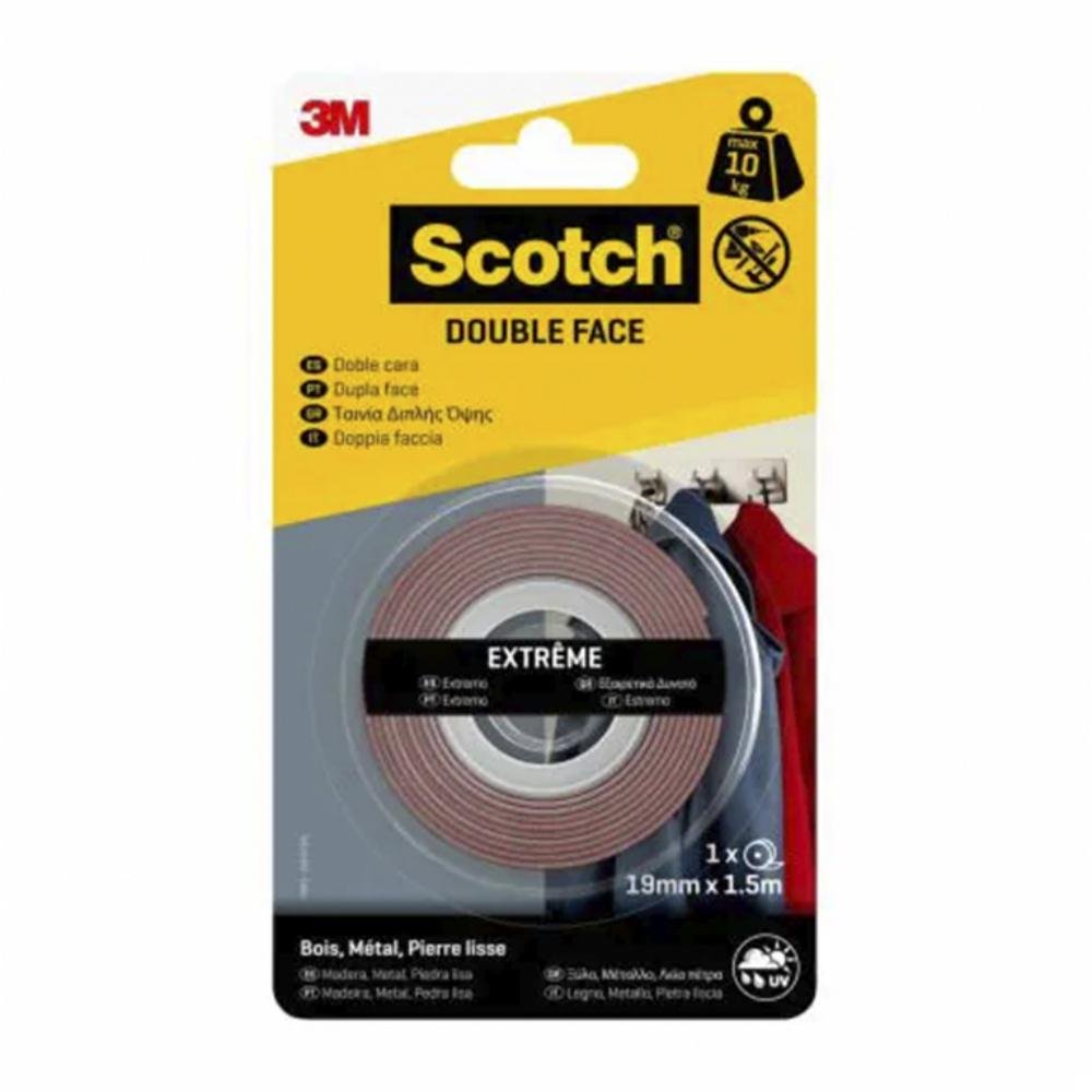 Cinta Adhesiva de Montaje 1,5m Scotch Extreme 19 mm x 1,5 m