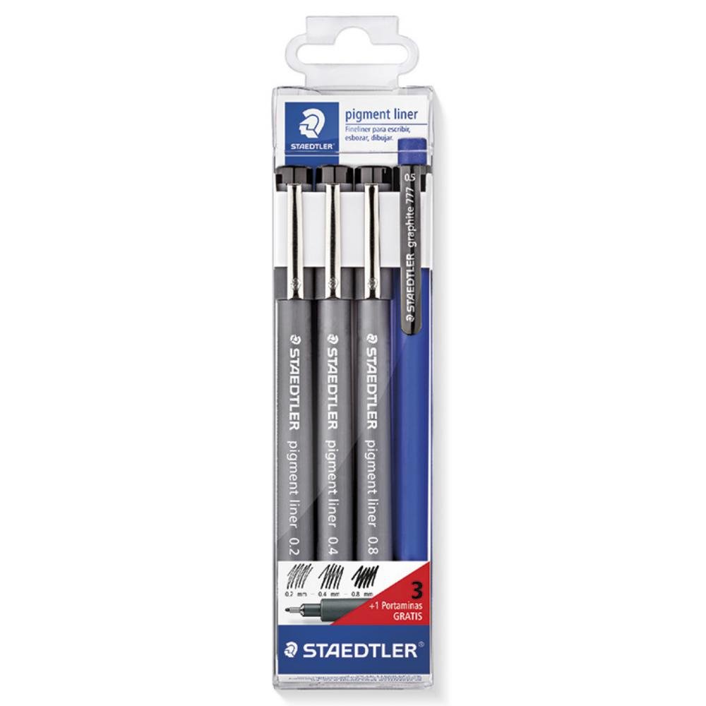 Rotulador Calibrado Staedtler Pigment Liner Negro 3 ud.