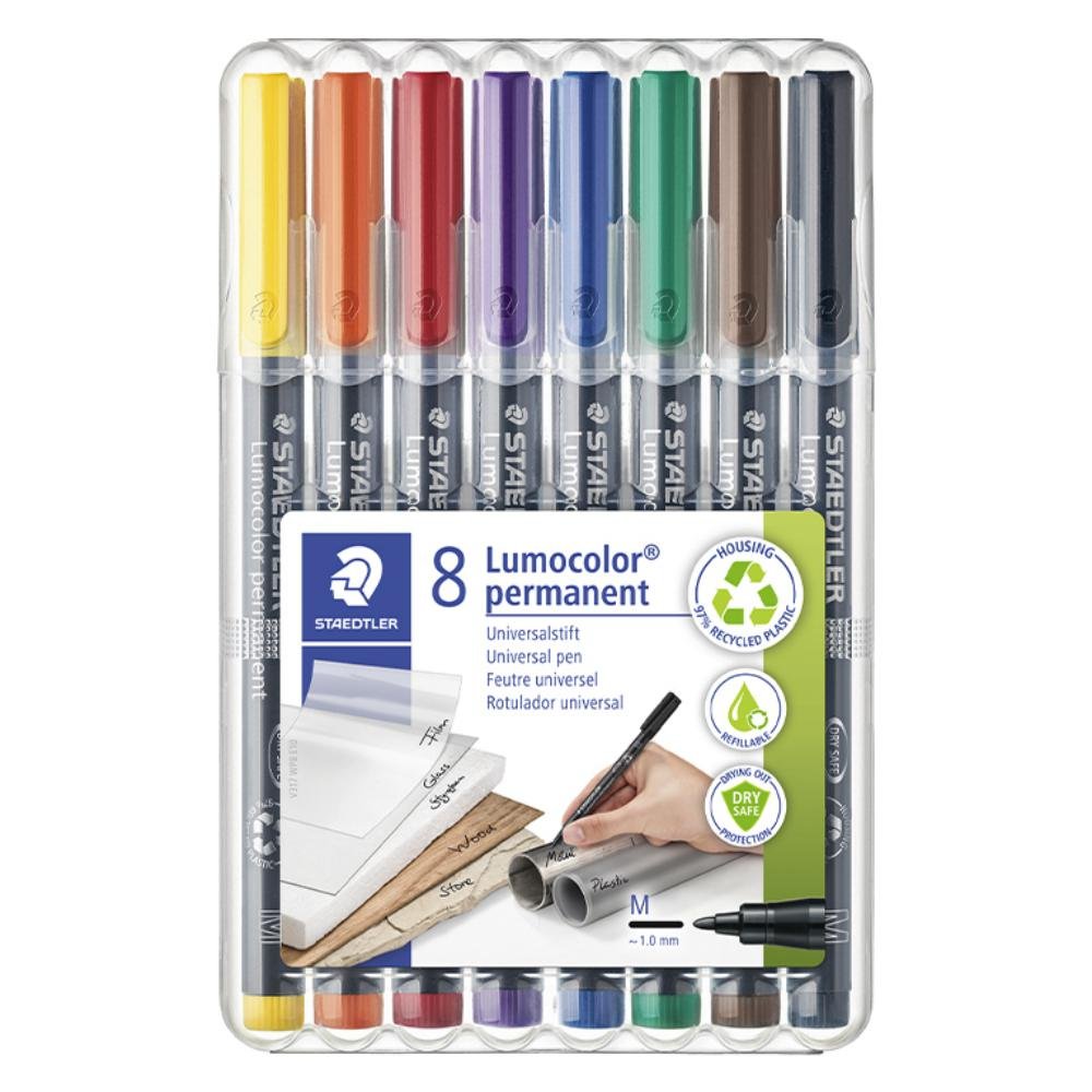 Rotulador Permanente Staedtler Lumocolor Medio 1 mm Colores Surtidos Blíster 8 ud.