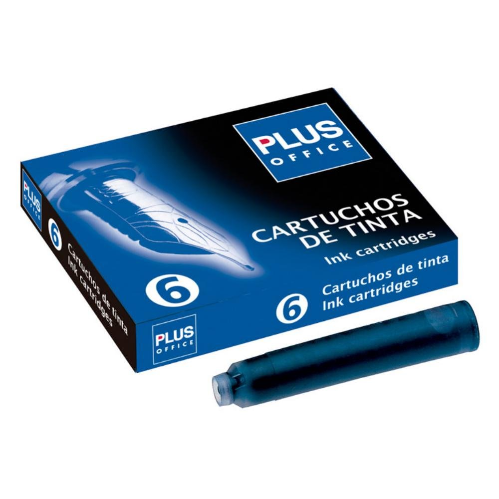Cartucho Tinta Pluma Plus Office Azul 6 ud.