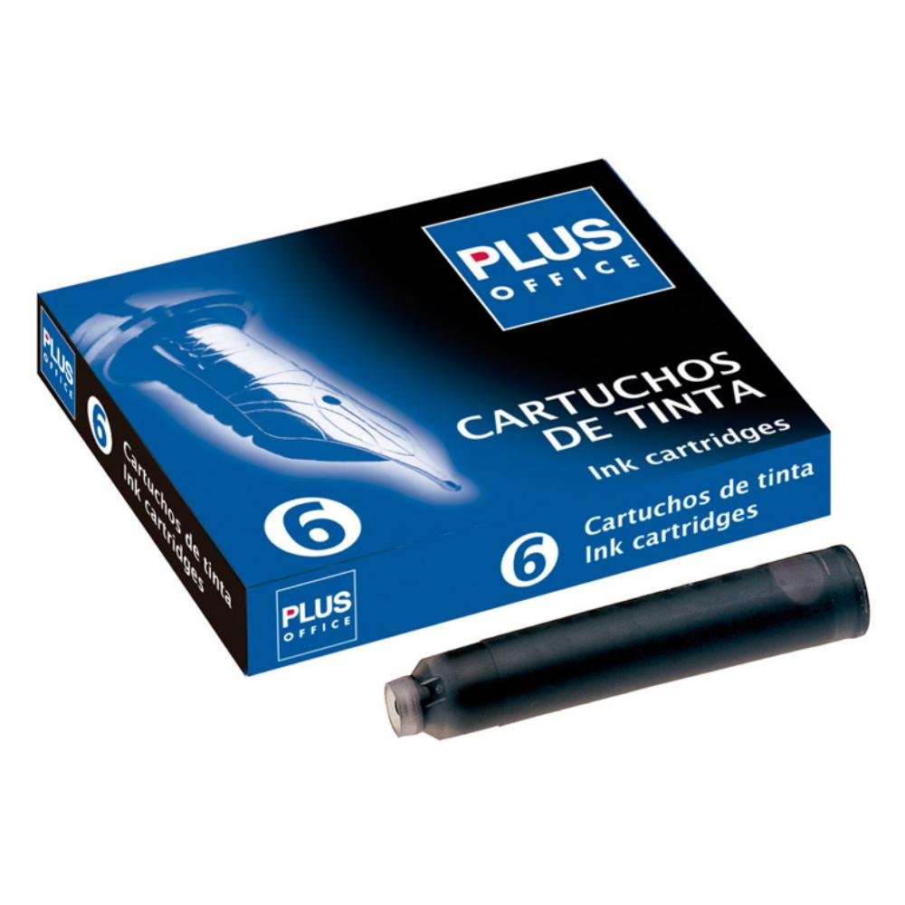 Cartucho Tinta Pluma Plus Office Negro 6 ud.