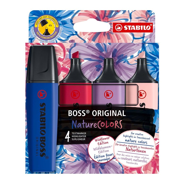 Rotulador Fluorescente Stabilo Boss Nature Edición Wildflower Blíster 4 ud.