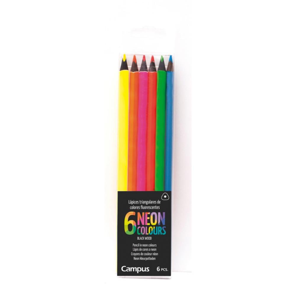 Lápiz Campus College Triangular Neón Colores Surtidos Bolsa 6 ud.