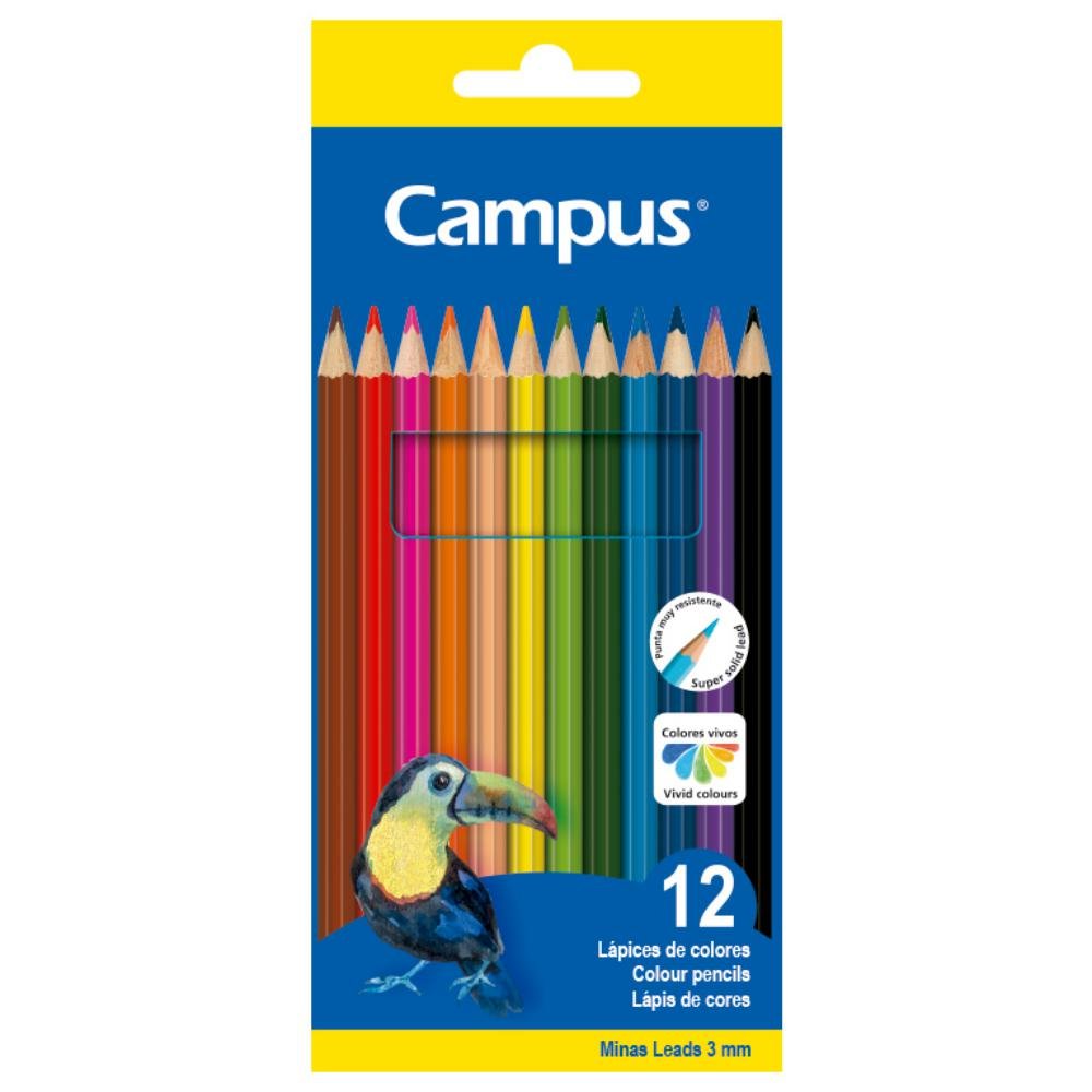 Lápices de Colores Madera Campus College 12 Colores