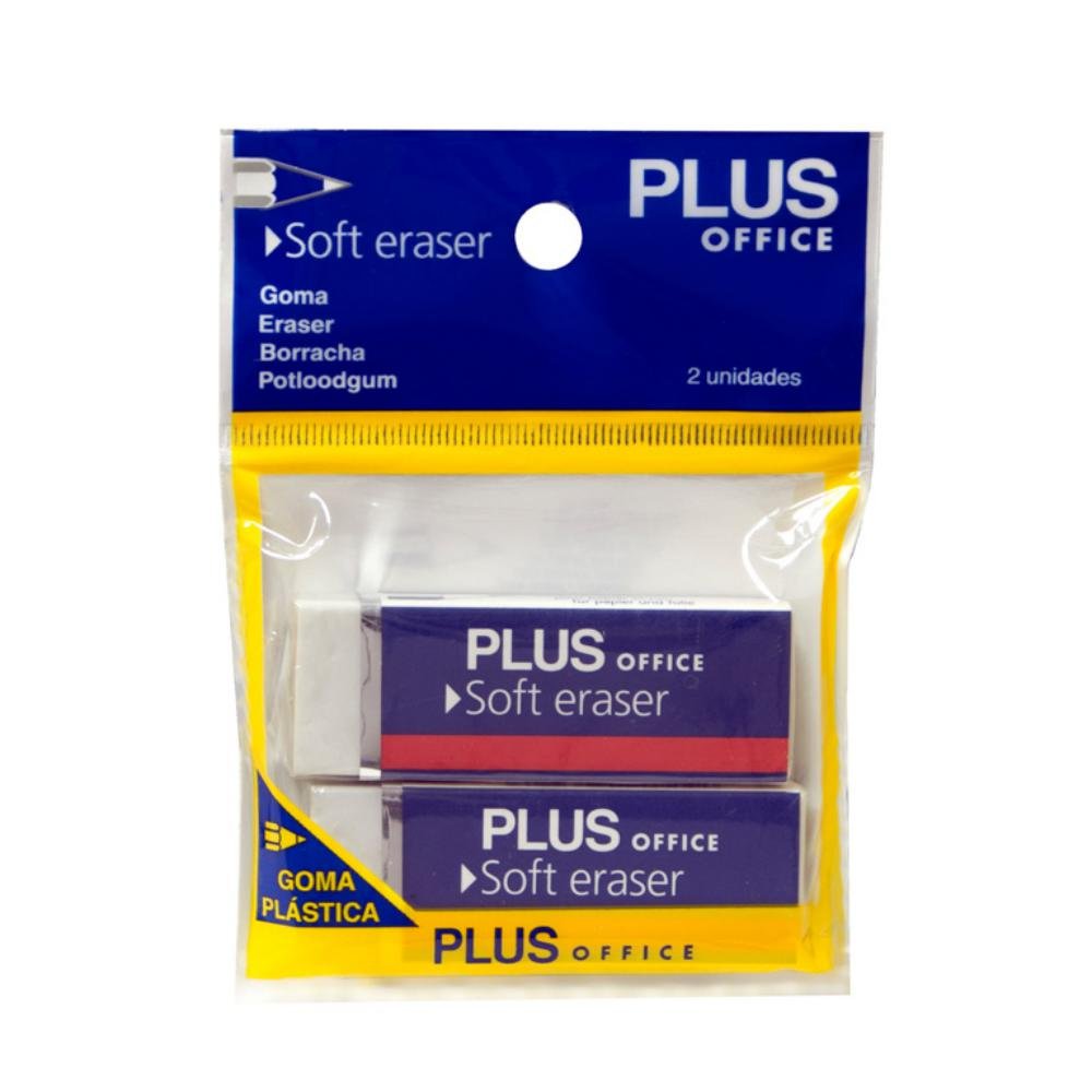 Goma de Borrar Plus Office Soft US20 Blanco Blíster 2 ud.