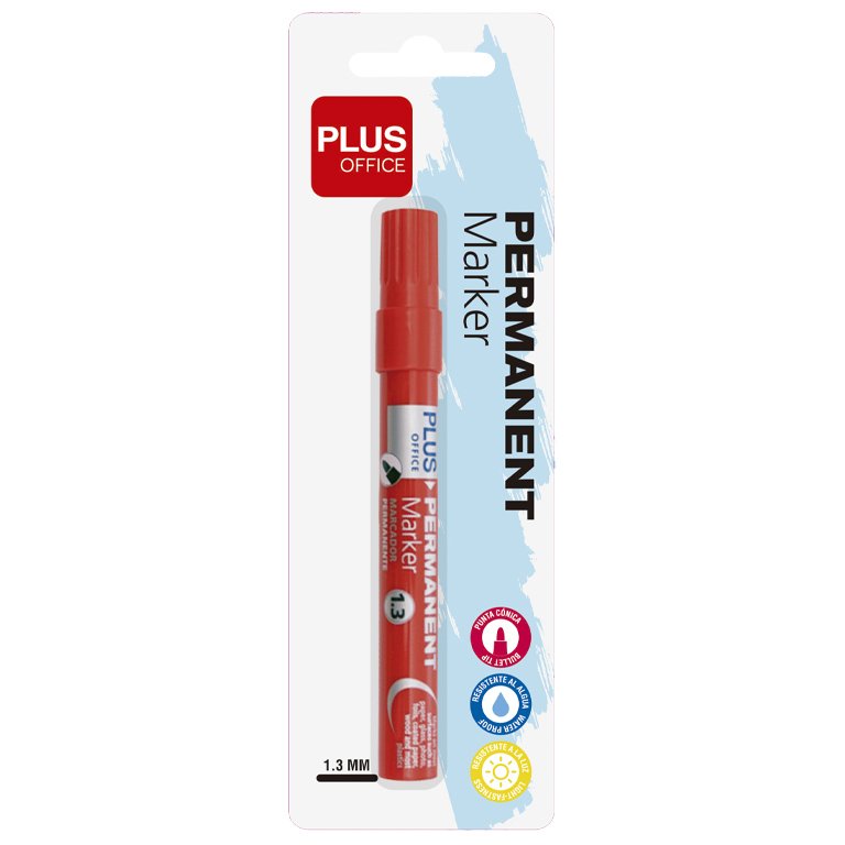 Rotulador Permanente Plus Office Plus Marker 3 Rojo Blíster 1 ud.