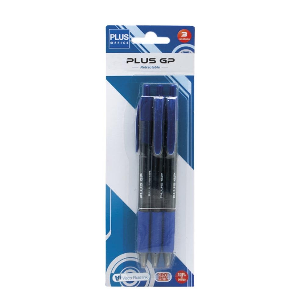 Bolígrafo Tinta Viscosidad Extrema Plus Office Trío GP Azul Blíster 3 ud.