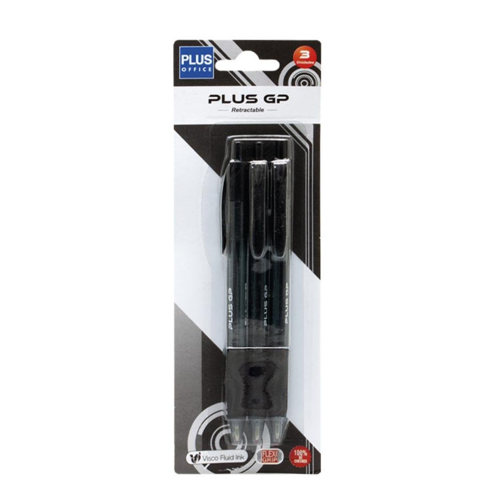 Bolígrafo Tinta Viscosidad Extrema Plus Office Trío GP Negro Blíster /3 ud.