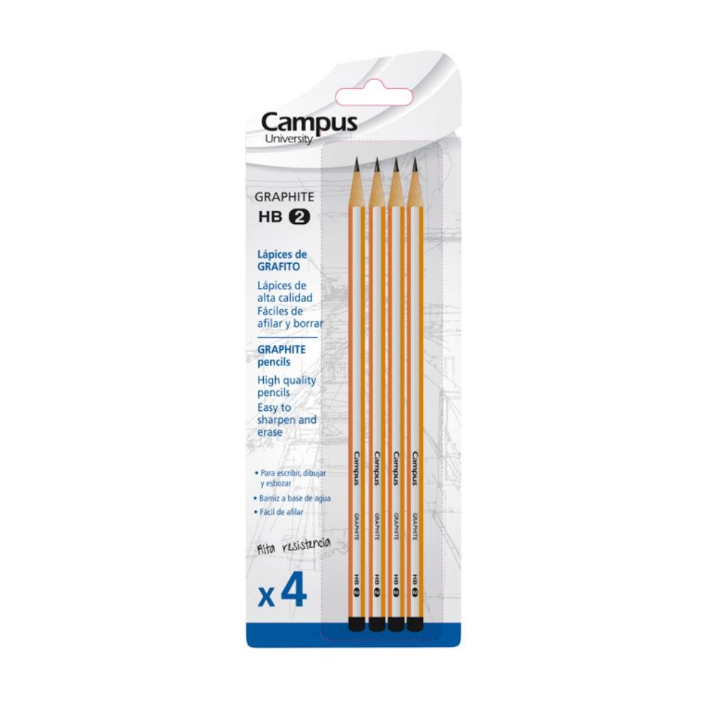 Lápiz Grafito Campus University Graphite 2HB Blíster 4 ud.
