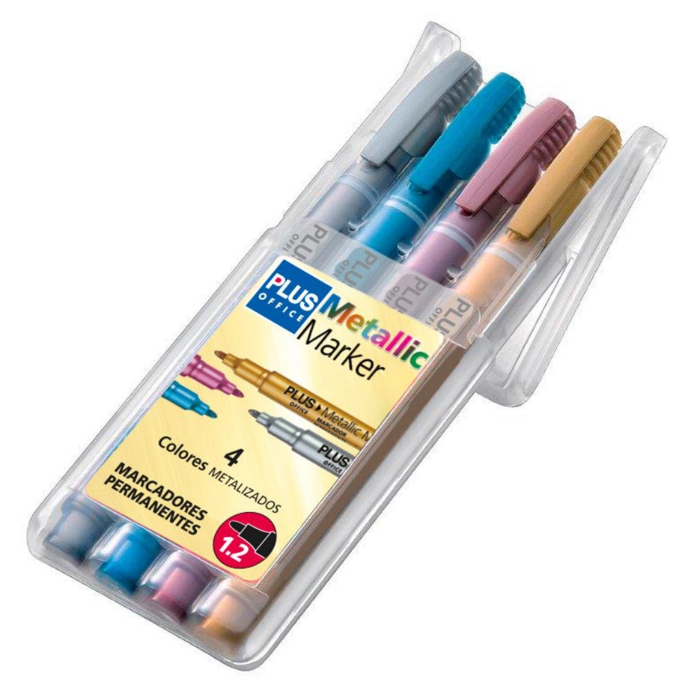 Rotulador Especial Plus Office Metallic Marker 1,2 mm Colores Surtidos Blíster 4 ud.