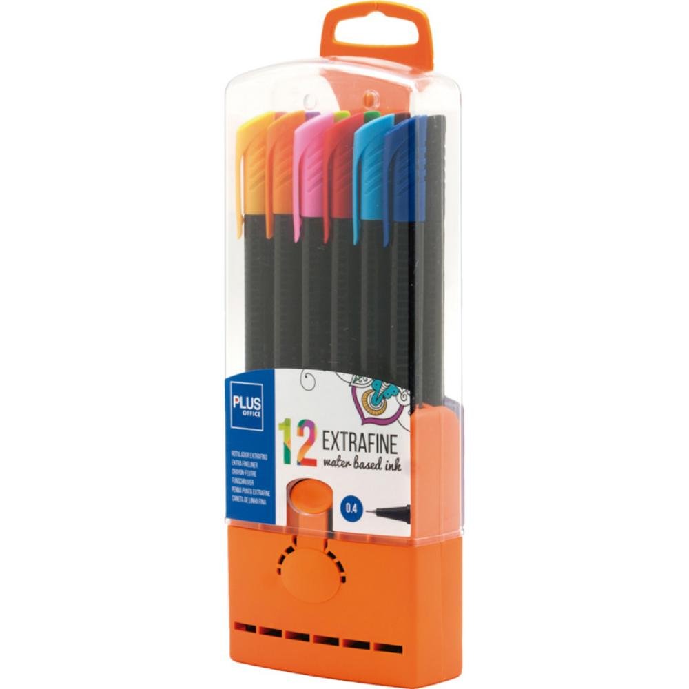 Rotulador Punta Fibra Plus Office 0,4 mm Colores Surtidos Estuche 12 ud.