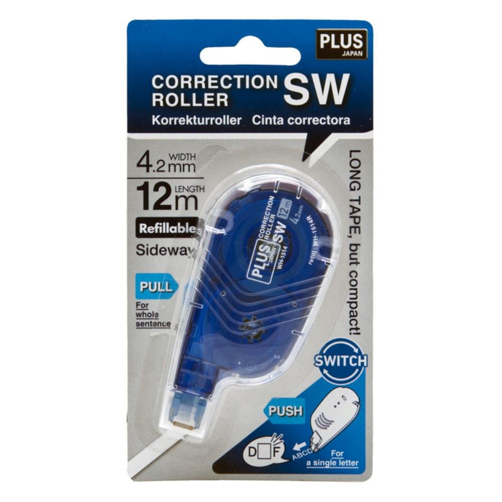 Corrector en Cinta Plus Whiper Switch 4,2mm x 12m Azul Blíster 1 ud.