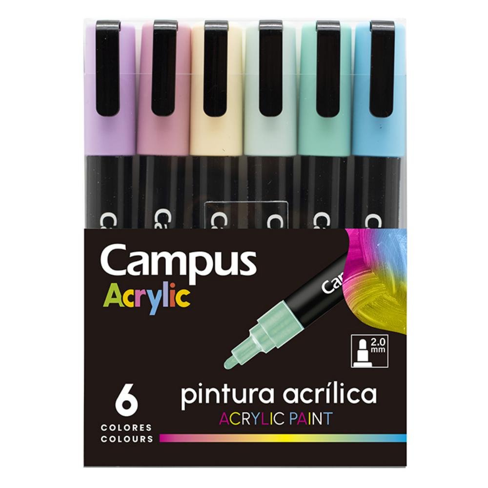 Rotuladores Acrílicos Campus Acrylic 6 Colores Pastel