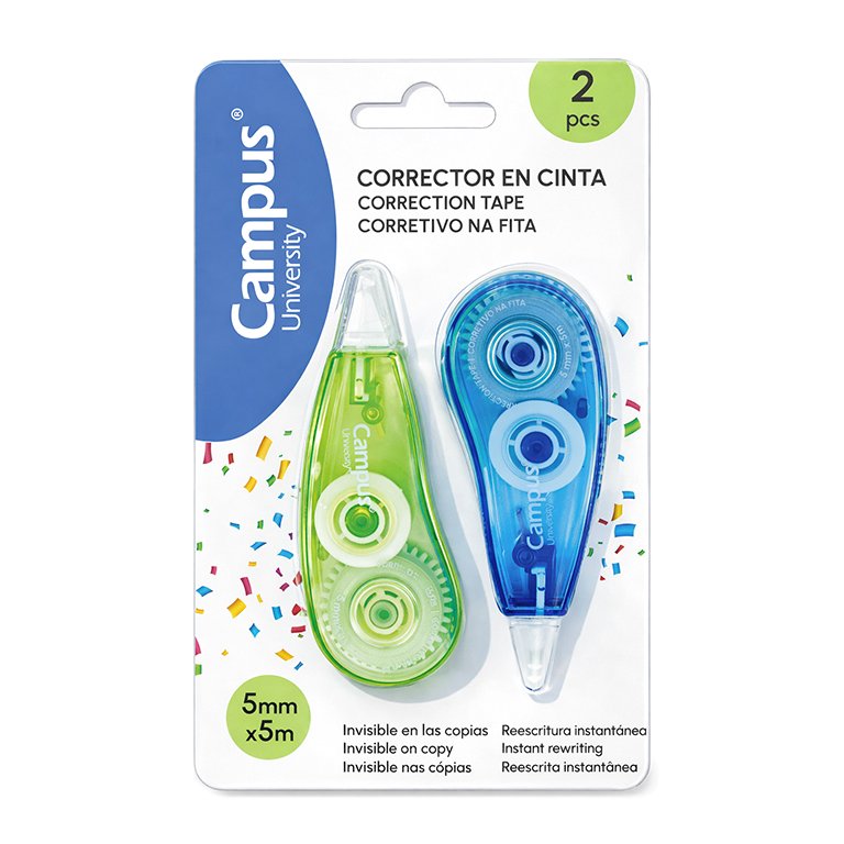 Corrector en Cinta Campus University 5mm x 5m Blíster 2 ud.