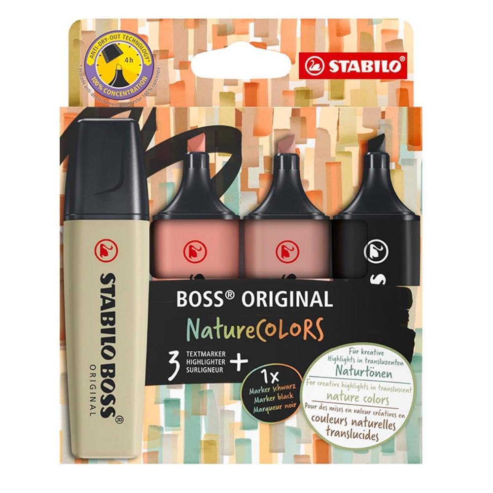 Rotulador Fluorescente Stabilo Boss Colores Surtidos Nature Blíster 4 ud.