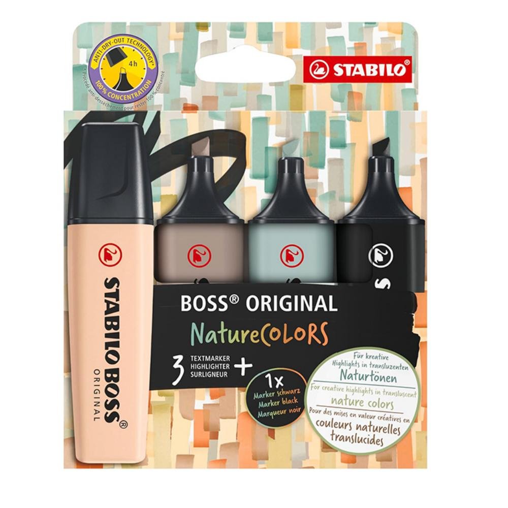 Rotulador Fluorescente Stabilo Boss Colores Surtidos Nature Blíster 4 ud.