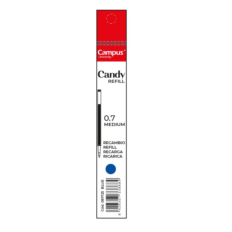 Recambio Bolígrafo Tinta Gel Campus Candy Azul