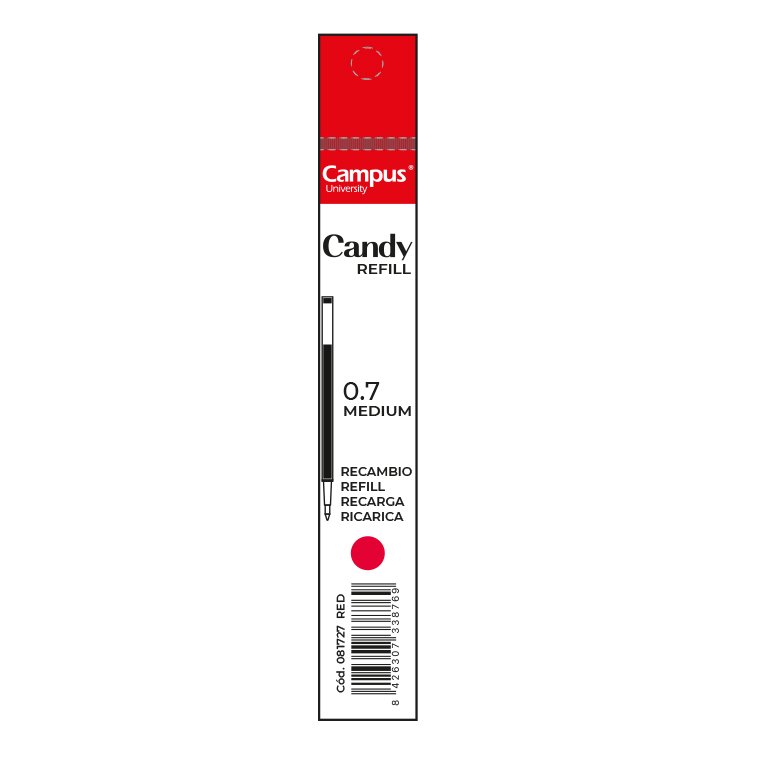 Recambio Bolígrafo Tinta Gel Campus Candy Rojo