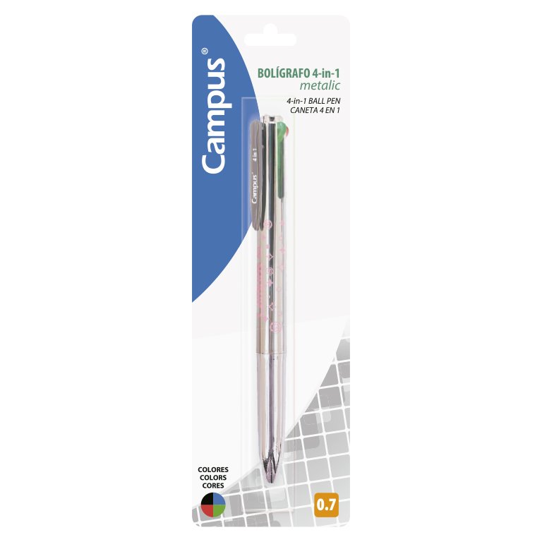 Bolígrafo Tinta Aceite Campus 4 Colores Metalizado Blíster 1 ud.