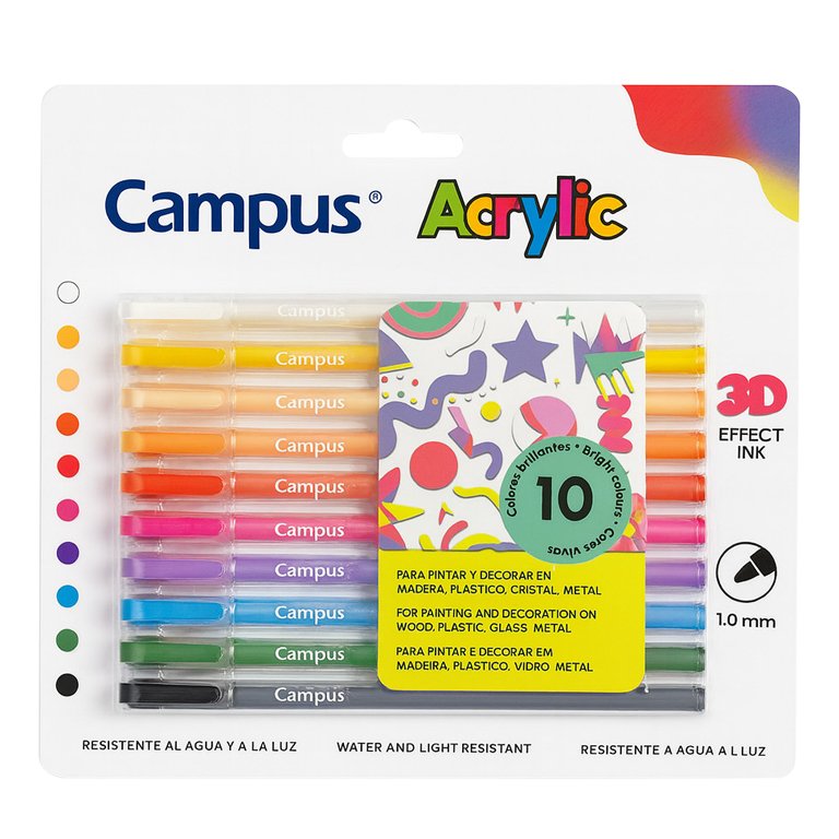 Rotuladores Acrílicos Campus Acrylic 3D Blíster 10 Colores