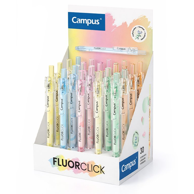 Marcador Fluorescente Pen Campus Retráctil Clip Fruta Perfumado Punta 1-4 mm Display 30 ud. Surtido