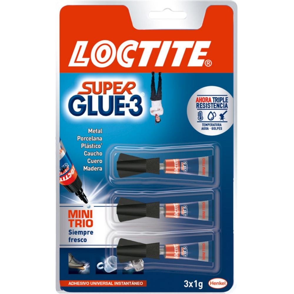 Pegamento Líquido Loctite Super Glue-3 Mini Trio Pack 3 ud. x 1g