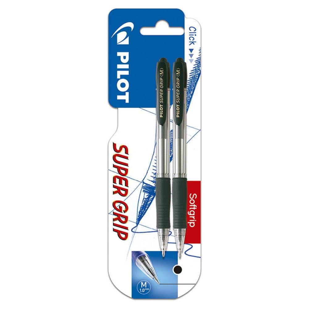 Bolígrafo Tinta Aceite Pilot Super Grip Negro Blíster 2 ud.