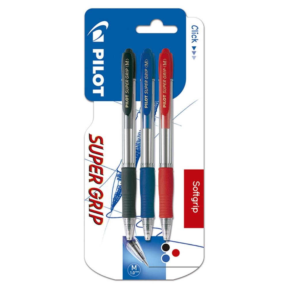 Bolígrafo Tinta Aceite Pilot Super Grip Colores Surtidos Blíster 3 ud.