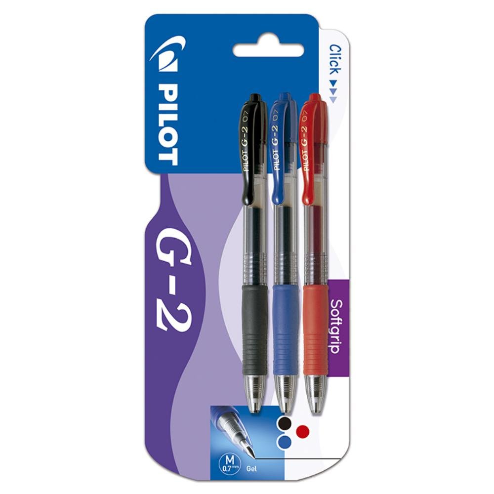 Bolígrafo Tinta Gel Pilot G-2 Colores Surtidos Blíster 3 ud.