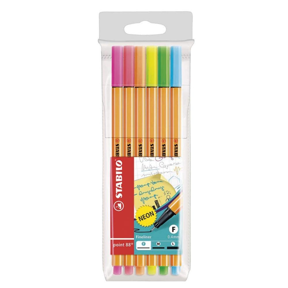 Rotulador Punta Fibra Stabilo Point-88 Neón Estuche 6 ud.