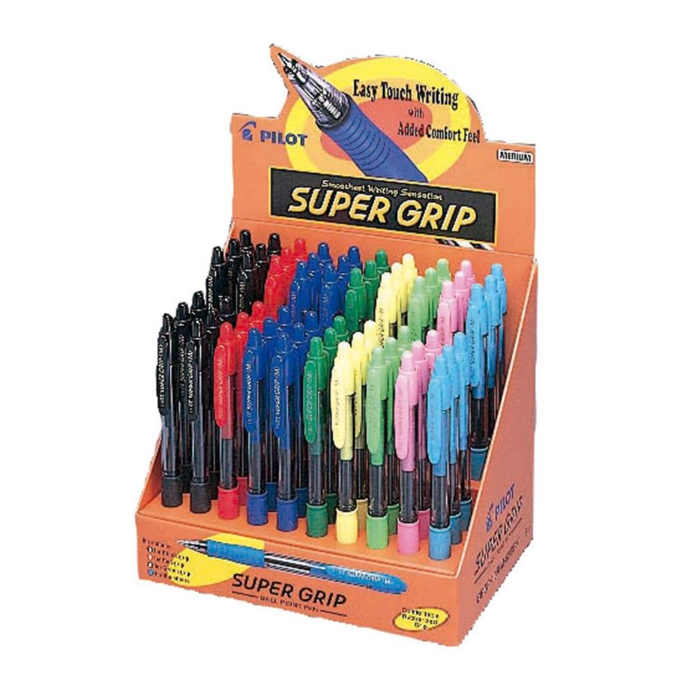 Bolígrafo Tinta Aceite Pilot Super Grip Colores Surtidos Expositor 60 ud.
