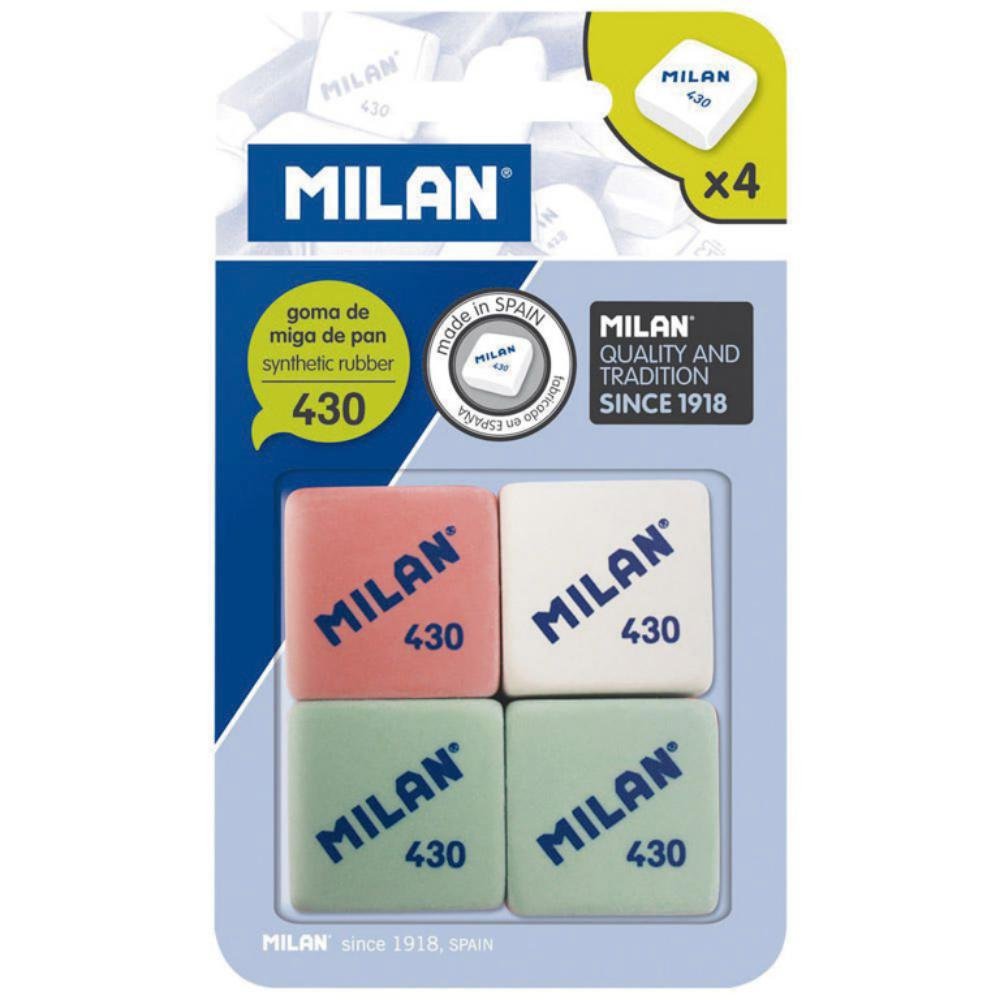 Goma de Borrar Milan 430 Miga Colores Surtidos Blíster 4 ud.