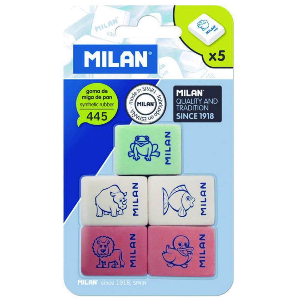 Goma de Borrar Milan 445 Colores Surtidos Blíster 5 ud.