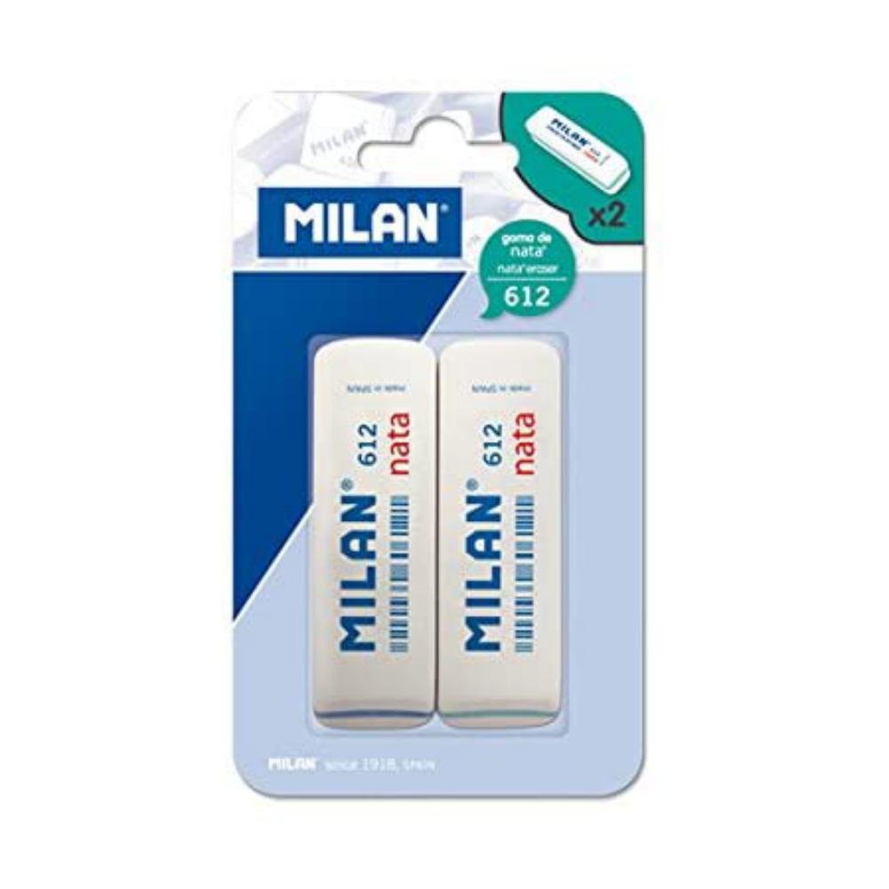 Goma de Borrar Milan Nata 612 Blanco Blíster 2 ud.