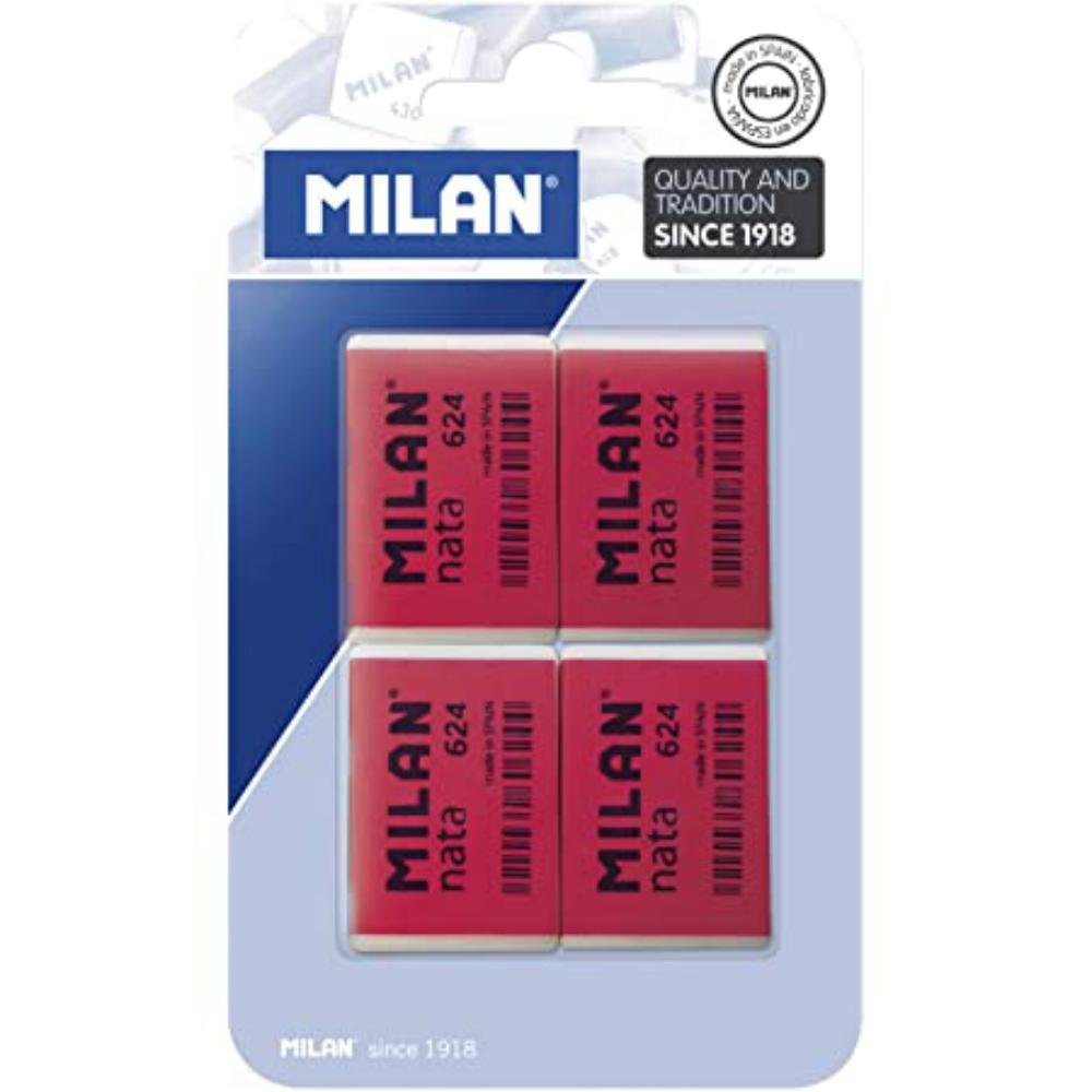 Goma de Borrar Milan Nata 624 Blanco Blíster 4 ud.