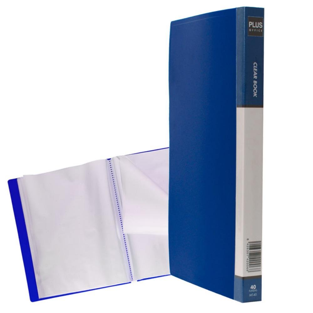Carpeta Plus Office A4 PP 40 Fundas Azul