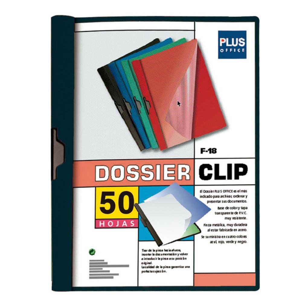 Dossier Plus Office F-18 Pinza Metálica A4 Negro 50 Hojas