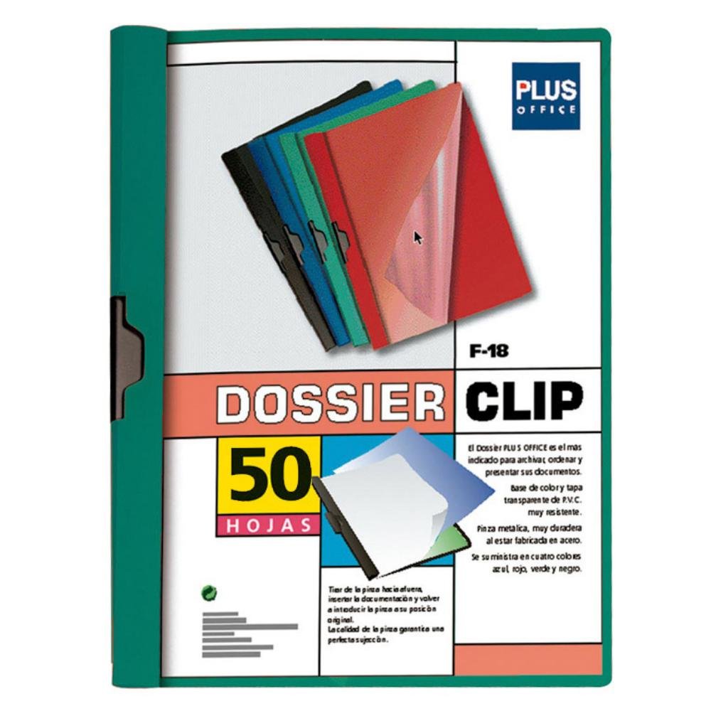 Dossier Plus Office F-18 Pinza Metálica A4 Verde 50 Hojas