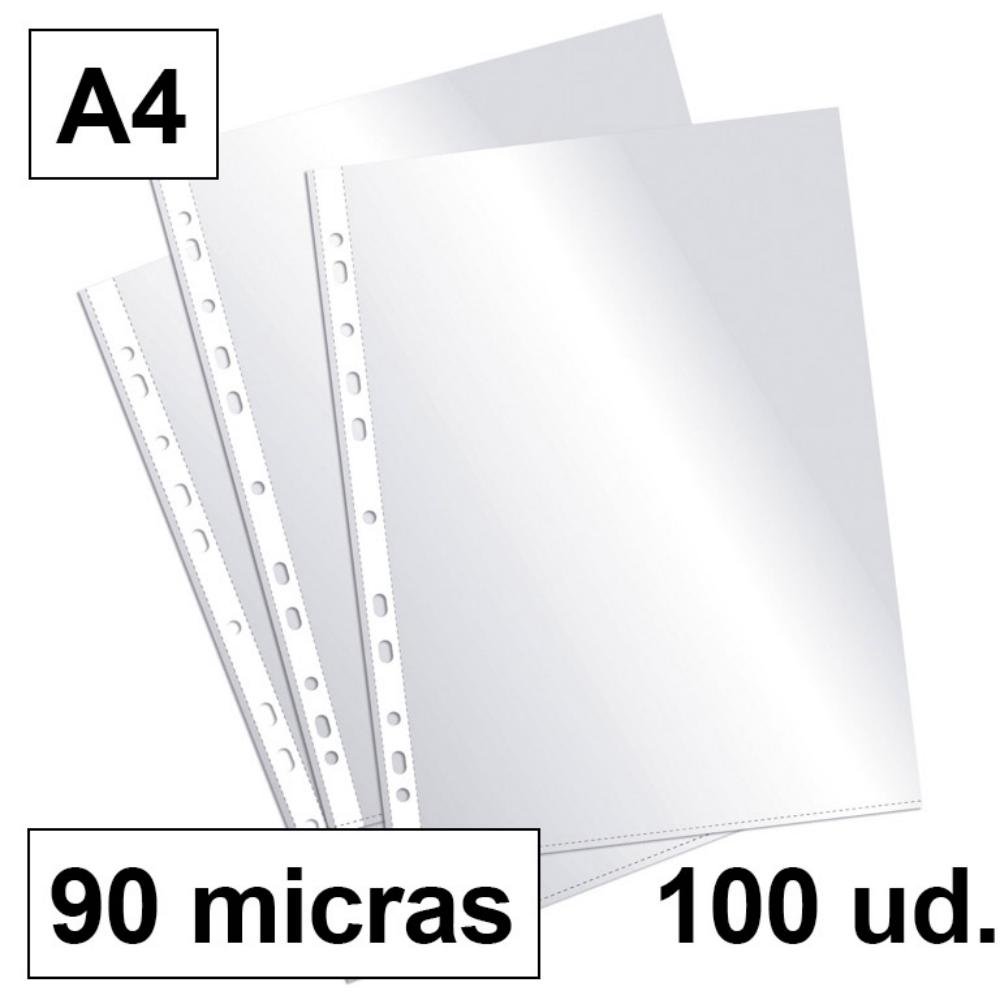 Fundas Multitaladro Plus Office A4 Cristal 90 Micras