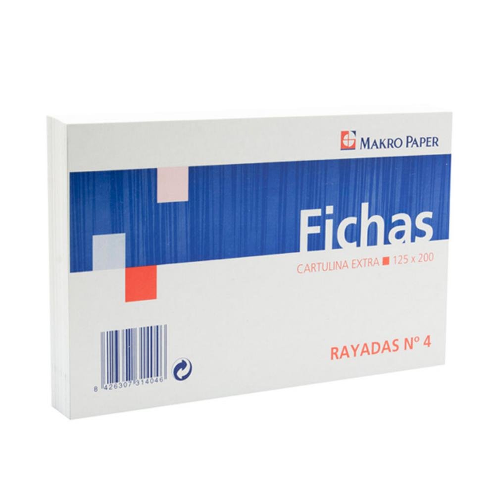Fichas Rayadas Plus Office 125 x 200 mm Nº4 100 Hojas