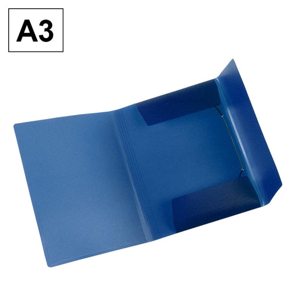 Carpeta Plus Office A3 Plástico Gomas y Solapas Azul