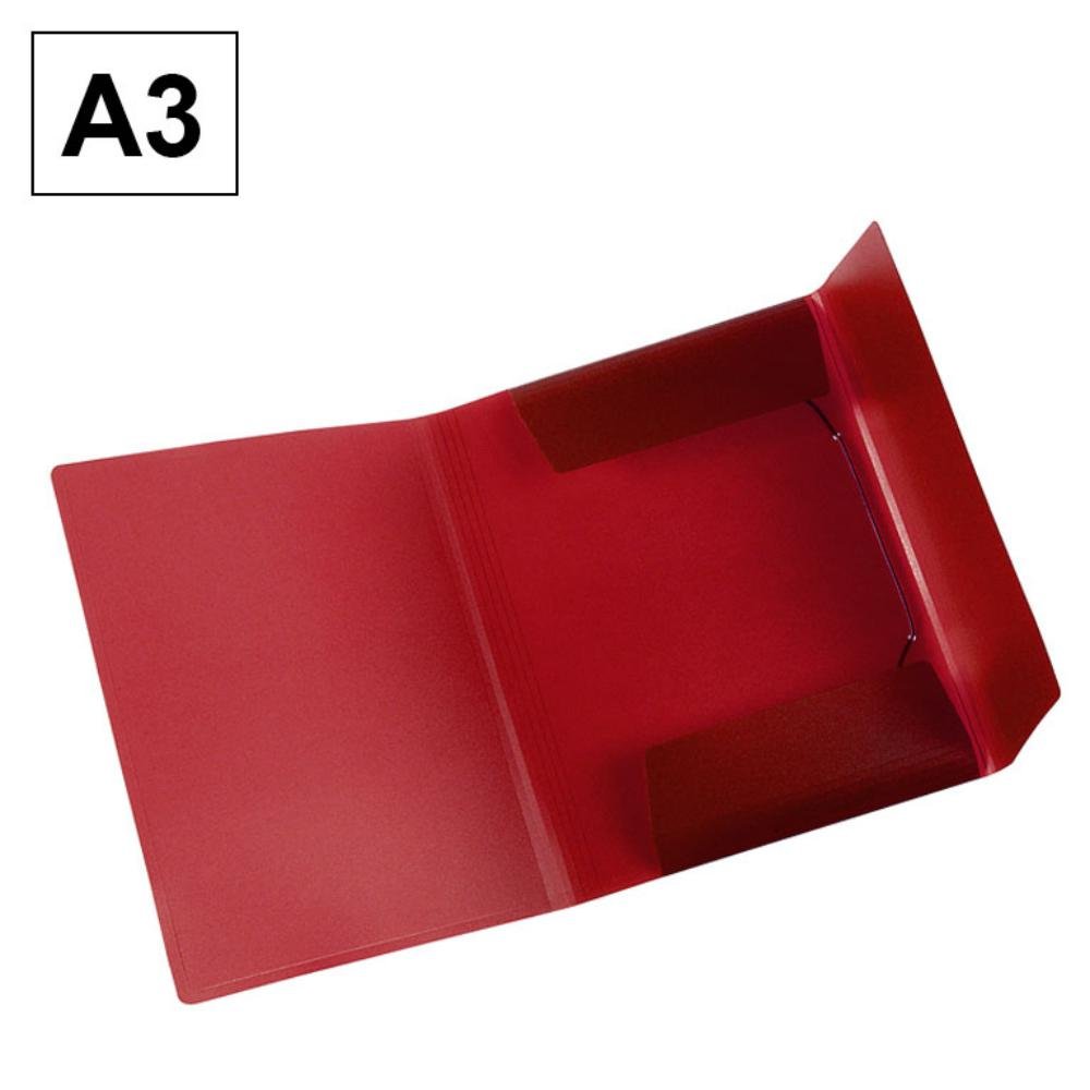 Carpeta Plus Office A3 Plástico Gomas y Solapas Roja